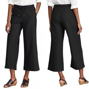 Chaps Farra ​Linen Viscose Straight Pull On Wide Leg Pants Black Size Large